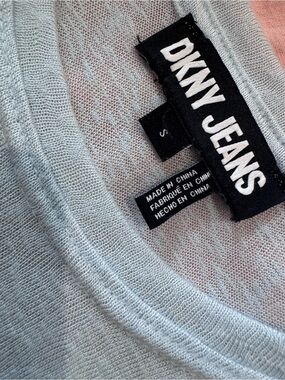 DKNY Light Blue Knit Crewneck Top
